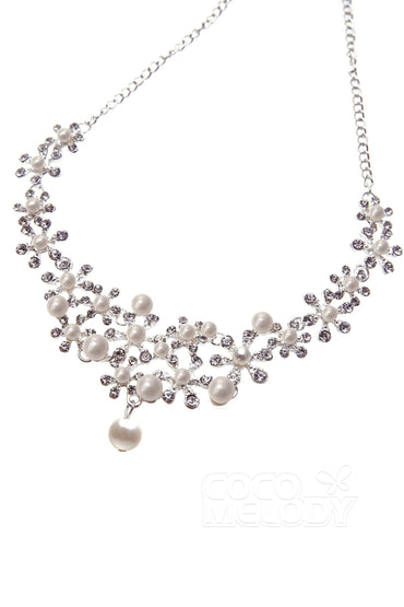 Rhinestone Pearl Wedding Necklace Earrings Jewelry CY0047