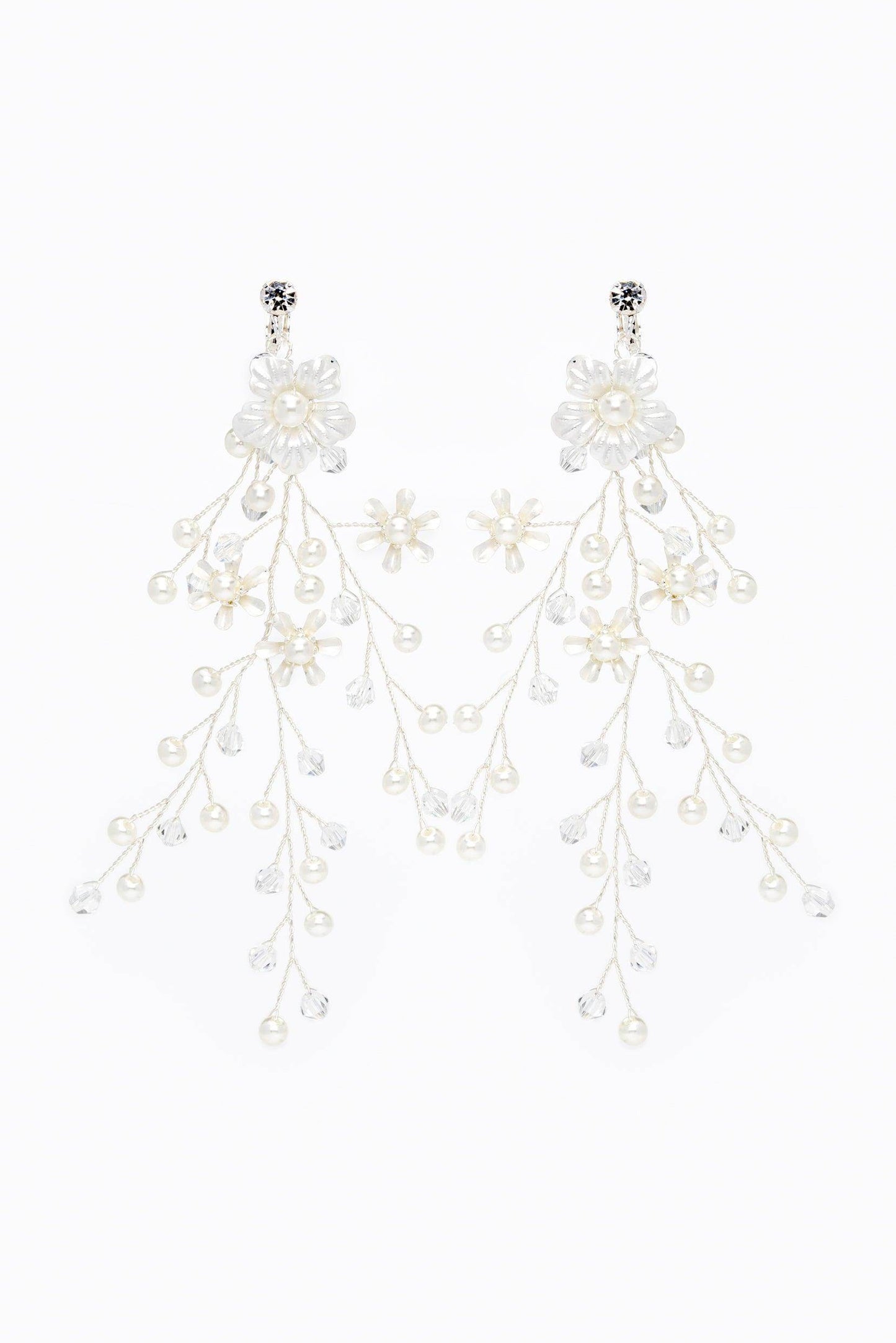 Crystals Pearl Headpiece Earrings Jewelry CY0055 - COCOMELODY