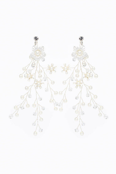 Crystals Pearl Headpiece Earrings Jewelry CY0055 - COCOMELODY