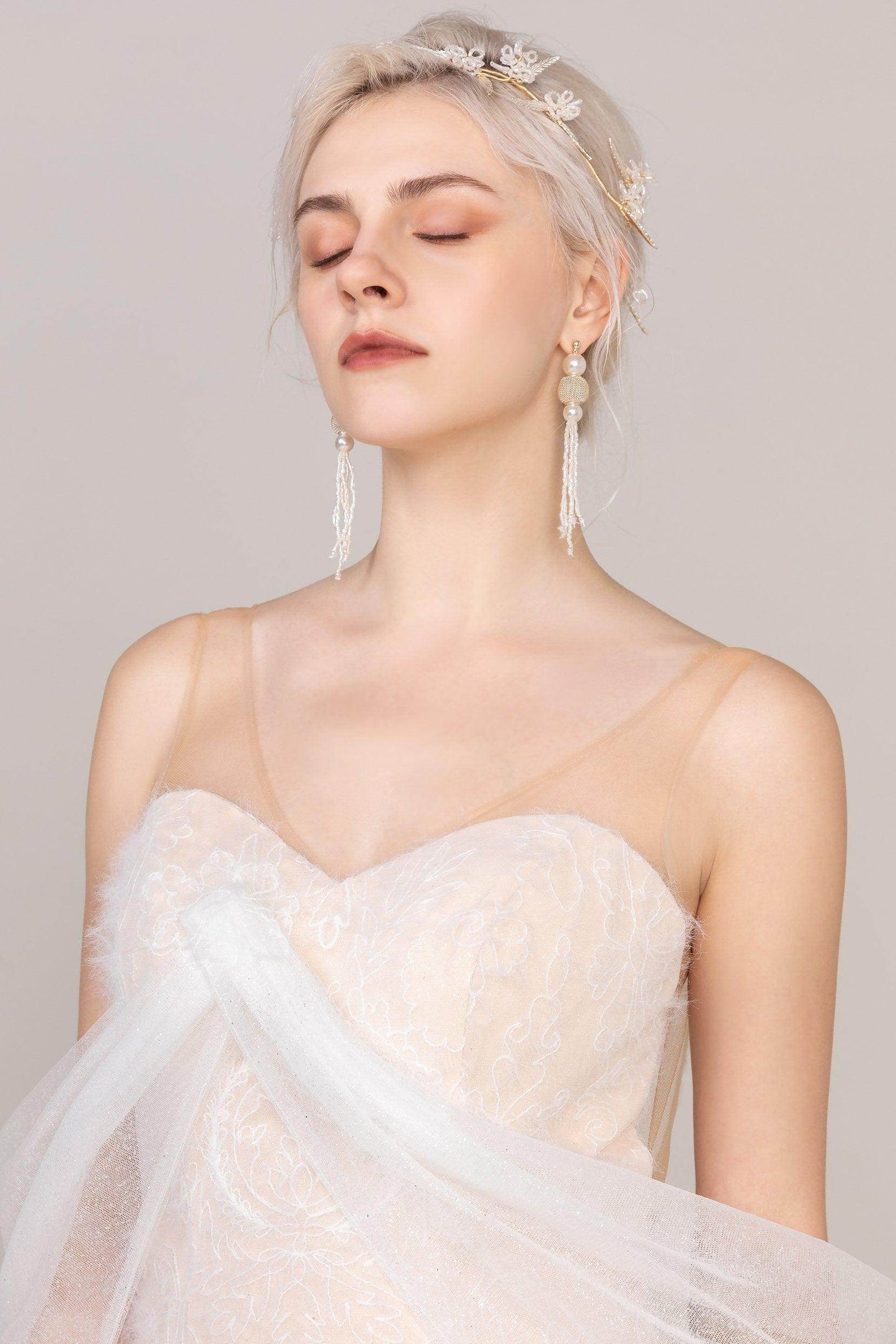 Beading Headpiece Earrings Jewelry CY0056 - COCOMELODY