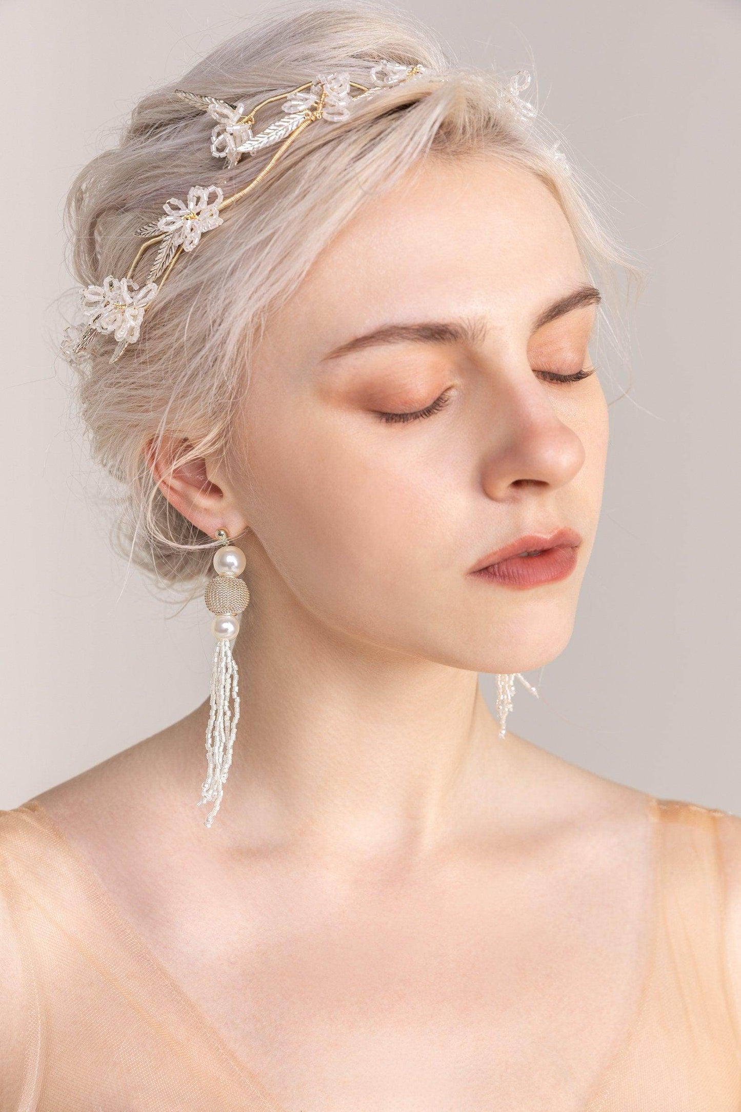Beading Headpiece Earrings Jewelry CY0056 - COCOMELODY