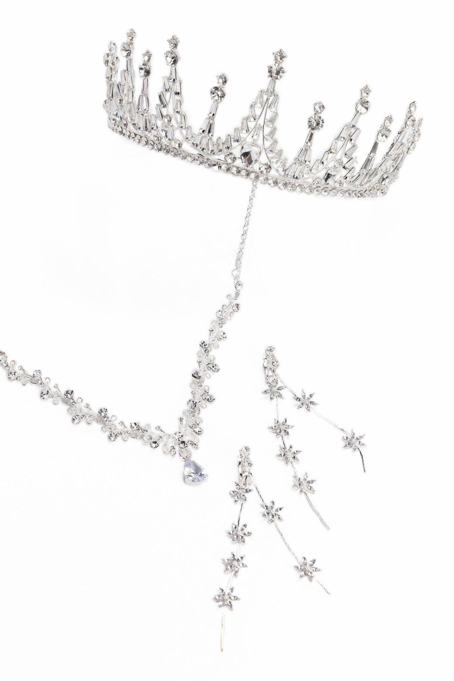 Crystals Tiara Necklace Earrings Jewelry CY0067 - COCOMELODY