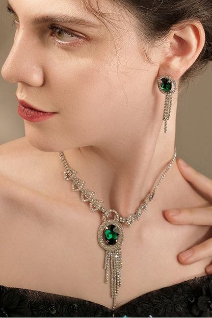 Alloy Rhinestone Necklace Earrings Jewelry CY0070