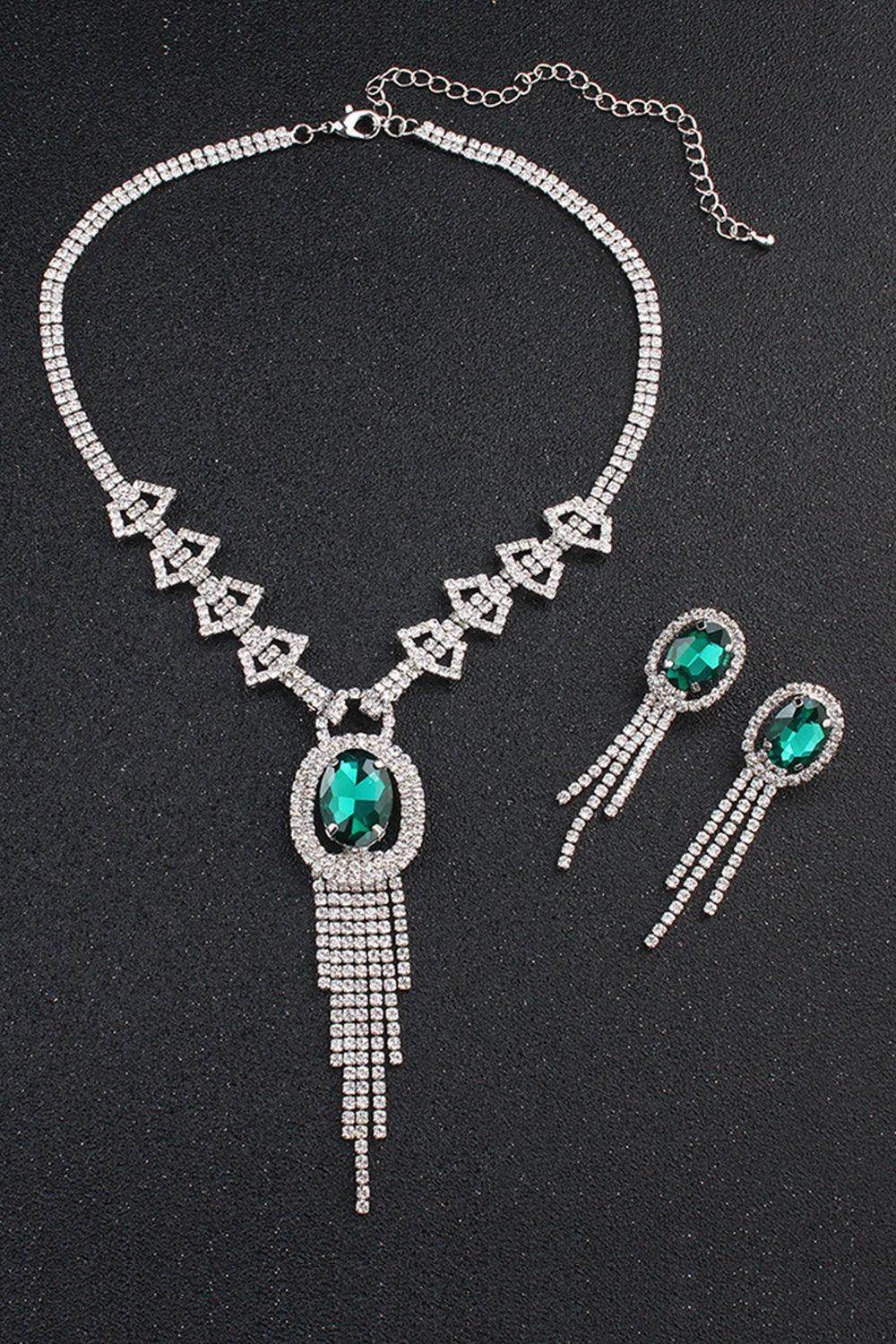 Alloy Rhinestone Necklace Earrings Jewelry CY0070 - COCOMELODY