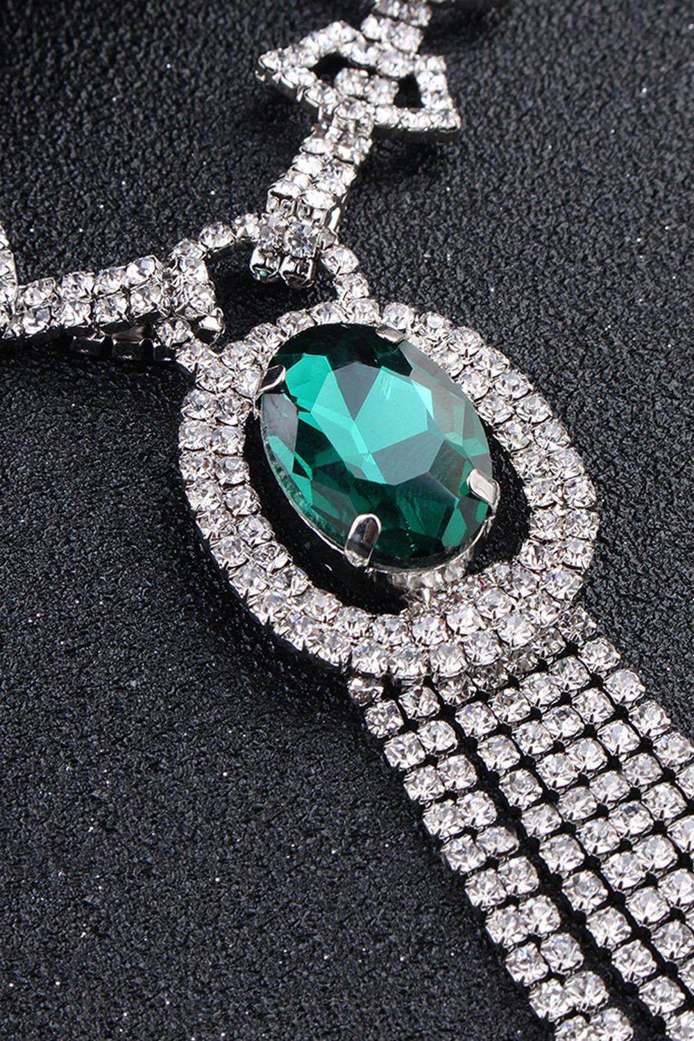 Alloy Rhinestone Necklace Earrings Jewelry CY0070 - COCOMELODY