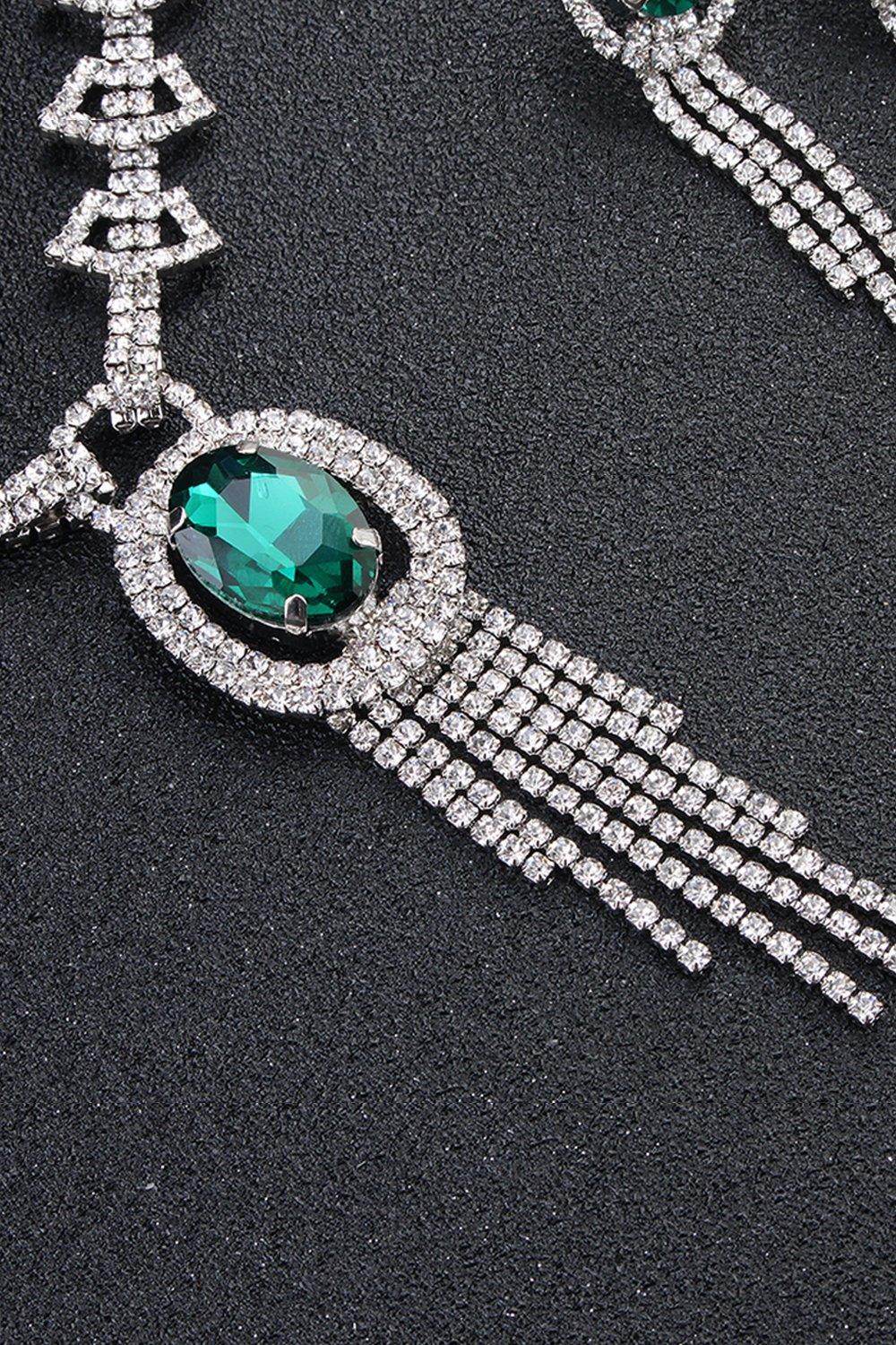 Alloy Rhinestone Necklace Earrings Jewelry CY0070 - COCOMELODY