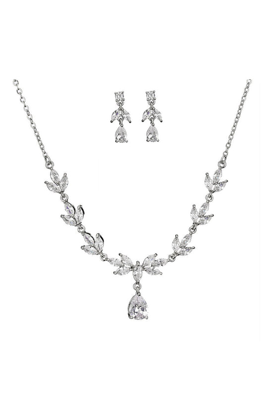 Brass Zircon Necklace Earrings Jewelry CY0081