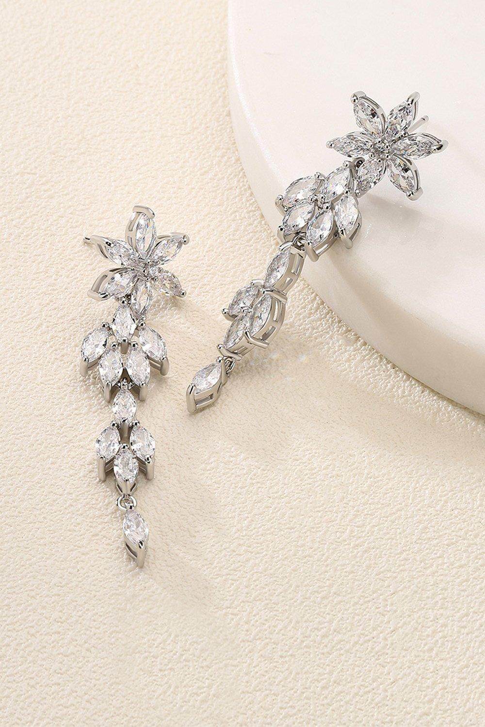Brass Zircon Necklace Earrings Jewelry CY0082 - COCOMELODY