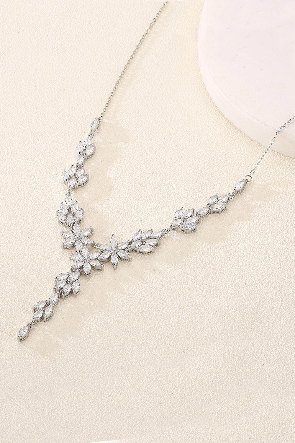 Brass Zircon Necklace Earrings Jewelry CY0082 - COCOMELODY