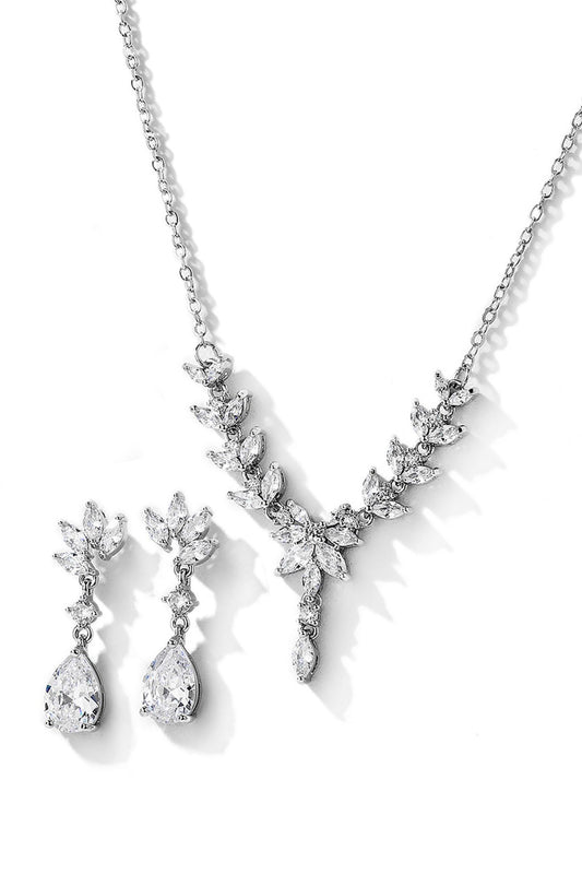 Brass Zircon Necklace Earrings Jewelry CY0091