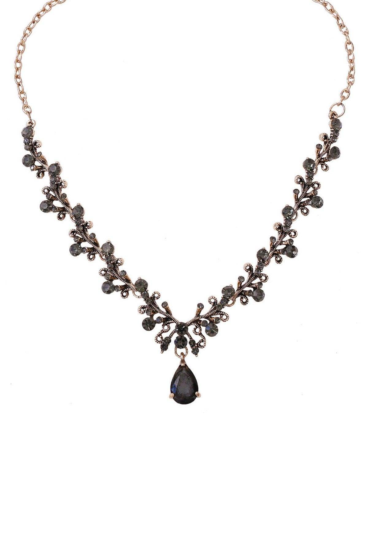 Alloy Rhinestone Necklace Earrings Jewelry CY0095 - COCOMELODY