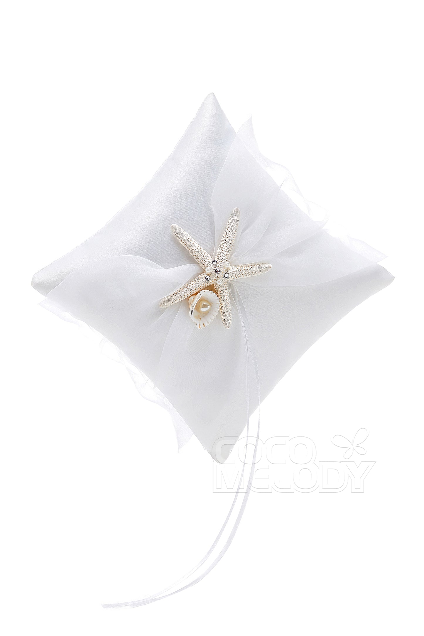 Satin Wedding Ring Pillow with Pearls CZ0202