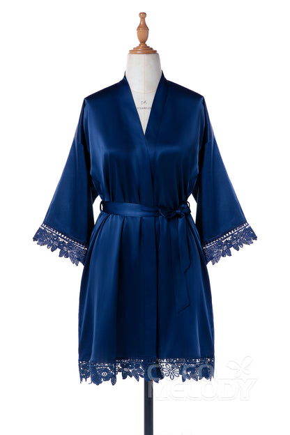 Short Silk-Like and Lace Robes CZ0214