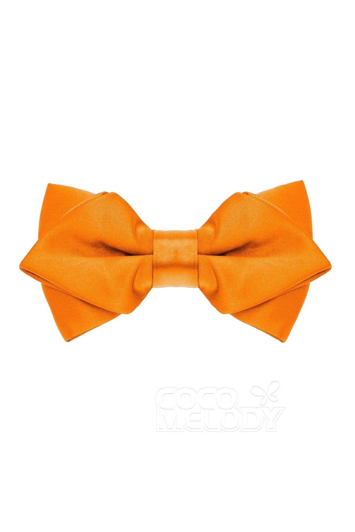 Men's 2-Piece Elastic Silk Like Satin Bow Ties Pocket Square - COCOMELODY