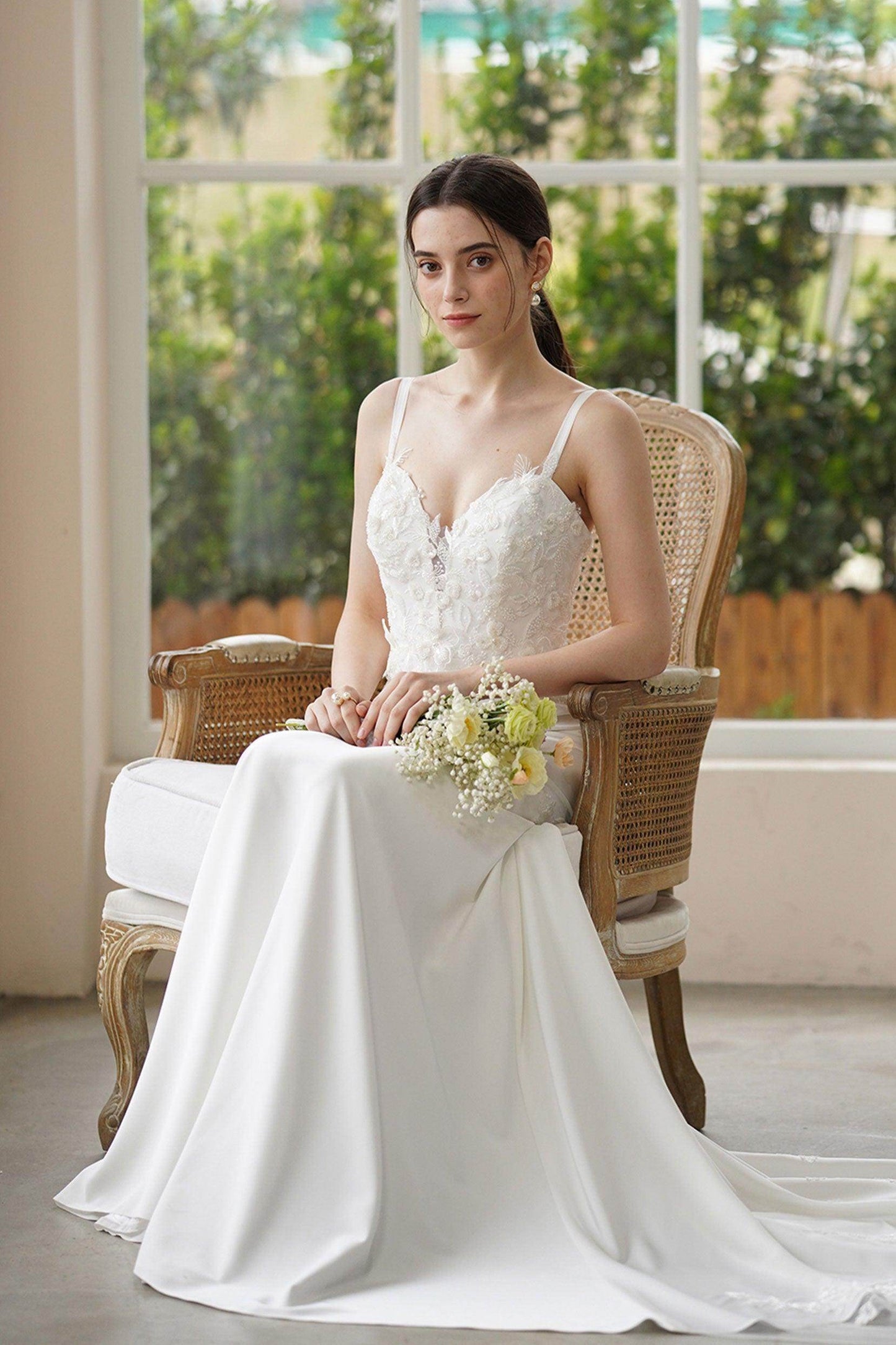 Trumpet-Mermaid Court Train Stretch Satin Wedding Dress CW3311 - COCOMELODY