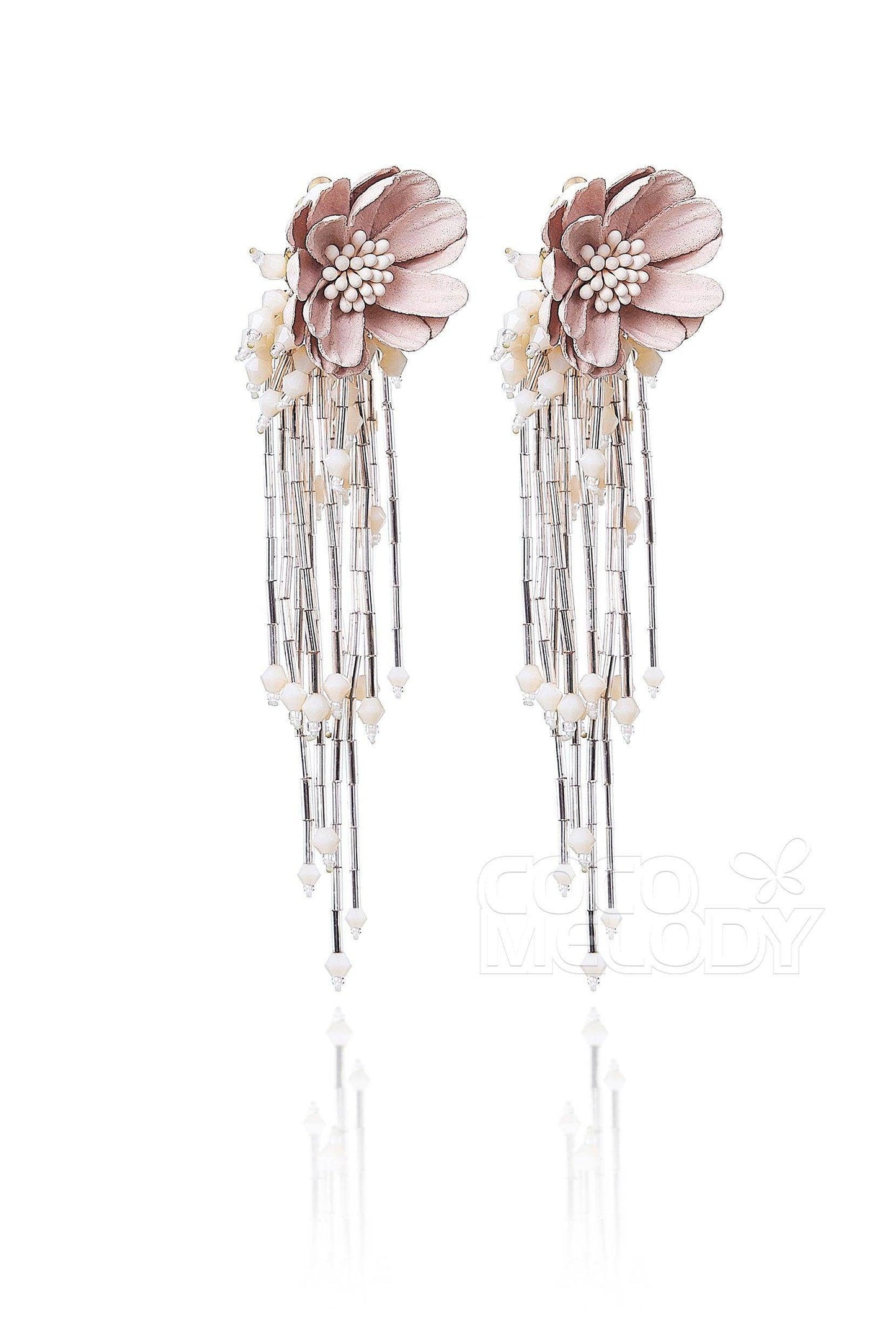 Cute Flower Wedding Earrings with Beading HG18001 - COCOMELODY