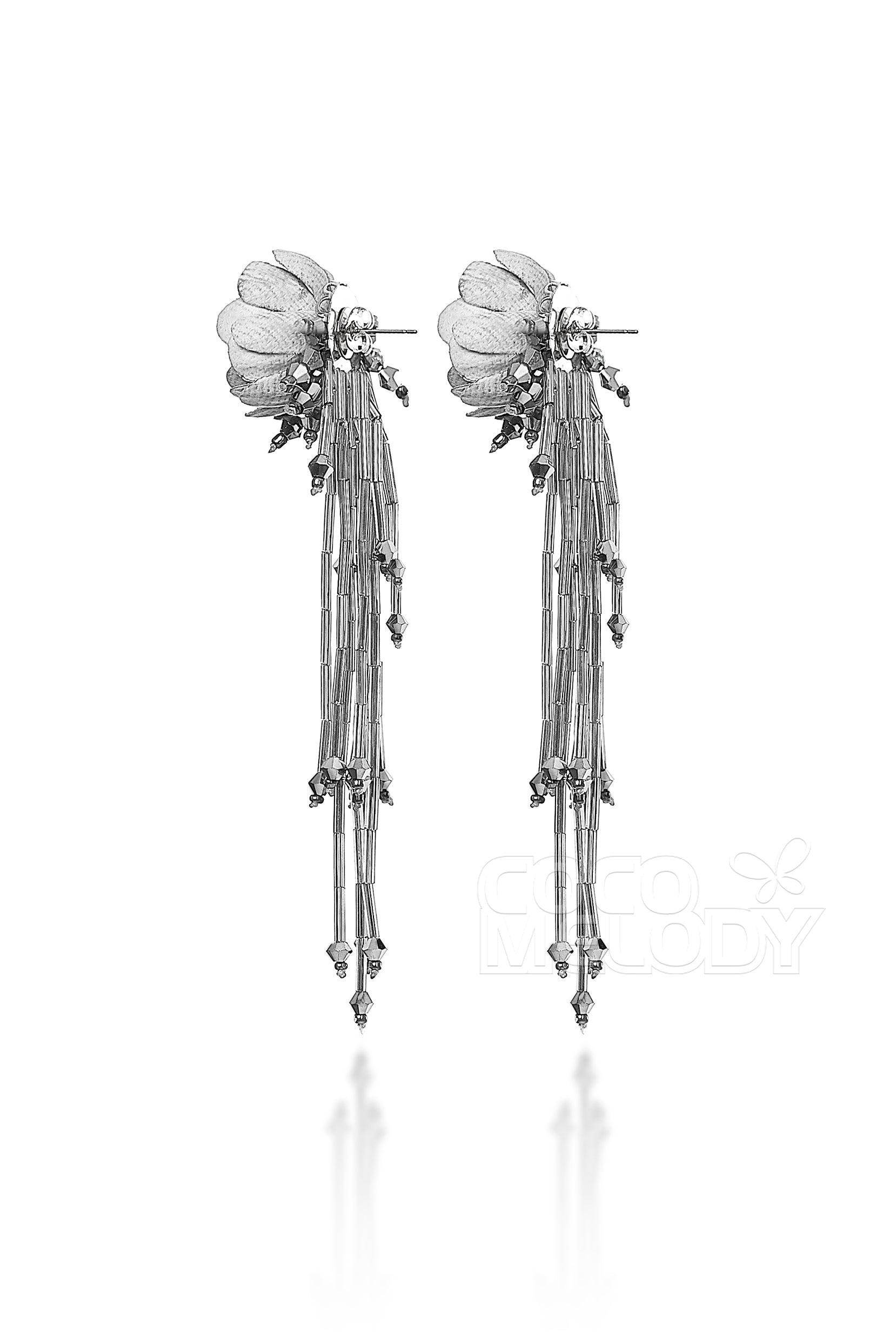 Cute Flower Wedding Earrings with Beading HG18001 - COCOMELODY