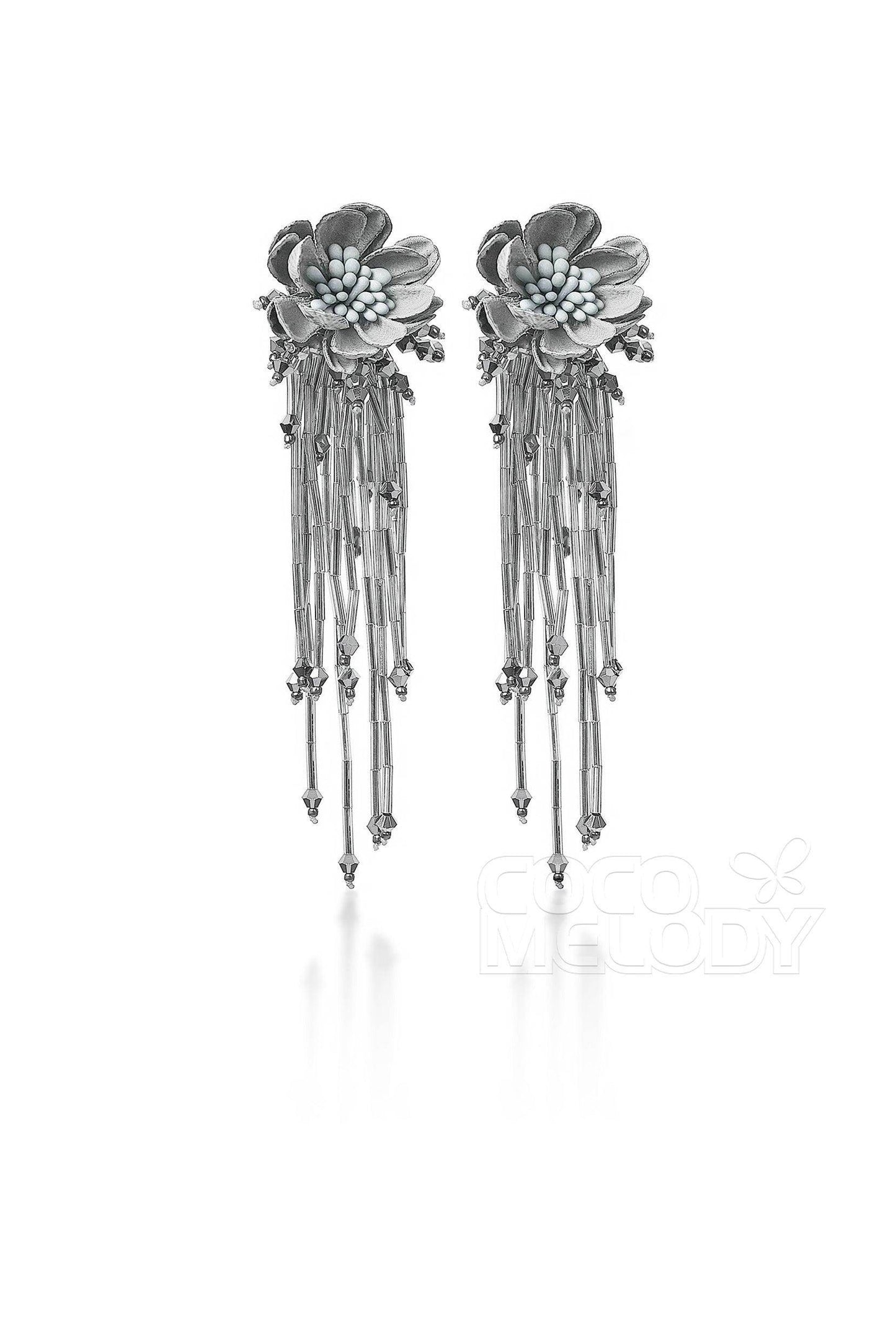 Cute Flower Wedding Earrings with Beading HG18001 - COCOMELODY