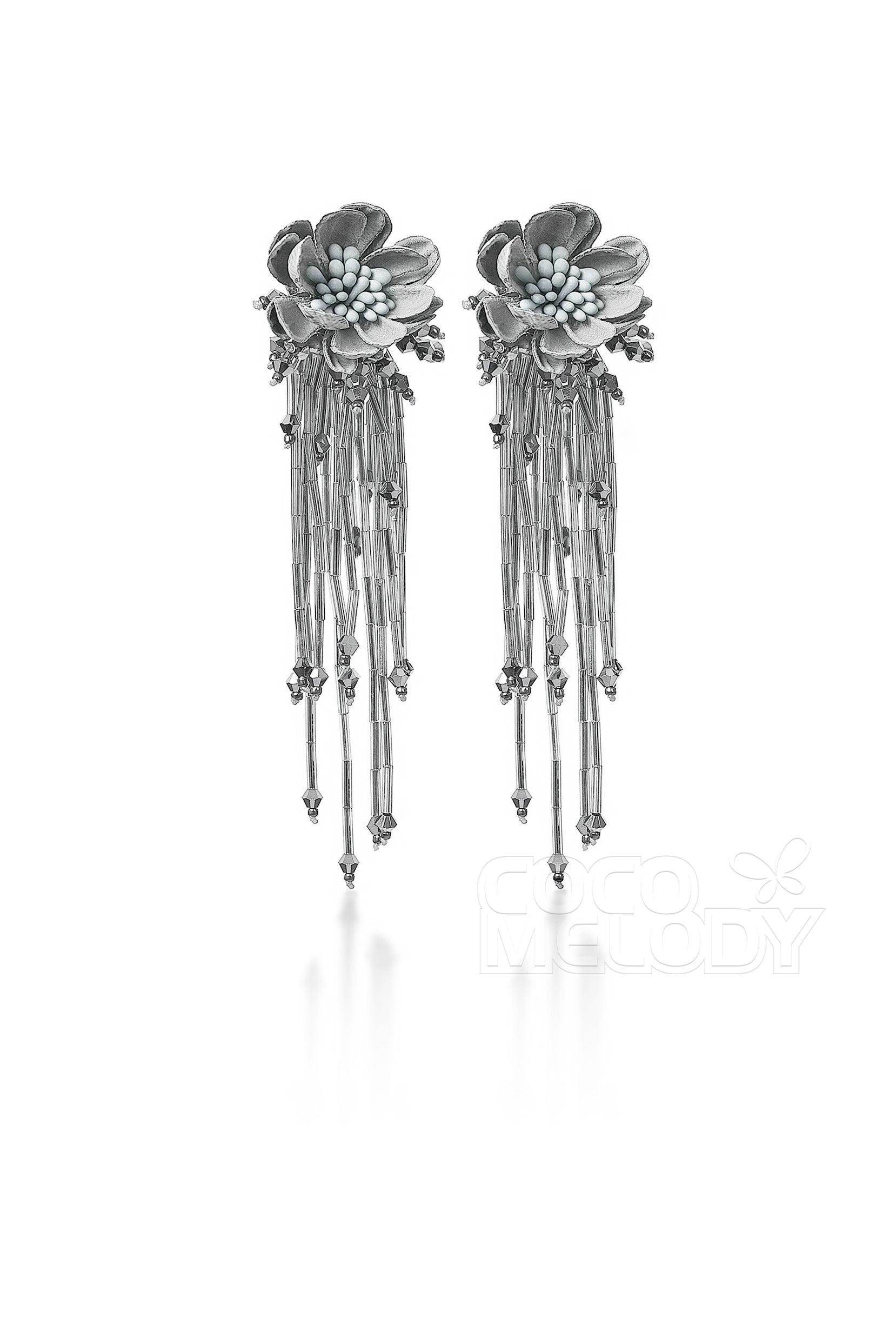 Cute Flower Wedding Earrings with Beading HG18001 - COCOMELODY