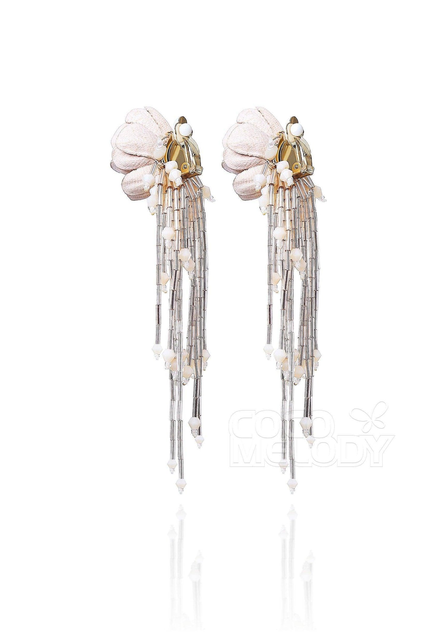 Cute Flower Wedding Earrings with Beading HG18001 - COCOMELODY