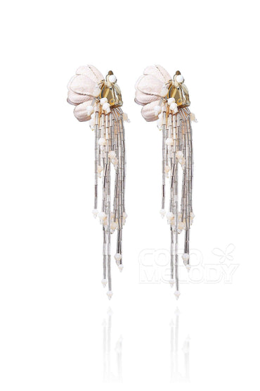 Cute Flower Wedding Earrings with Beading HG18001 - COCOMELODY