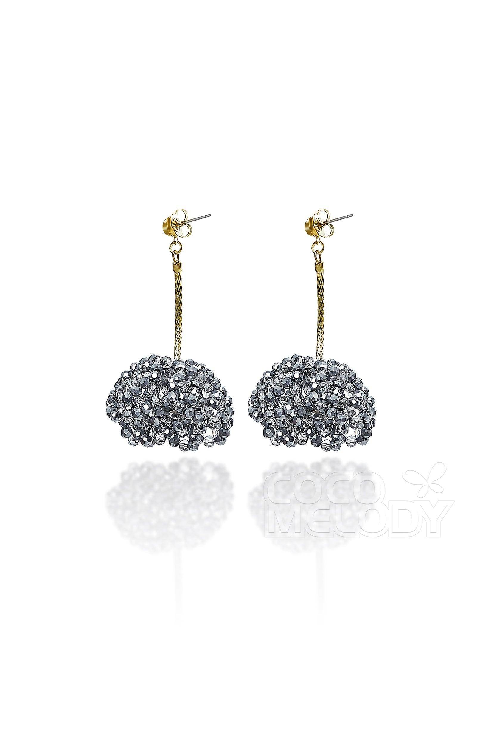 Fantastic Alloy Wedding Earrings with Crystals HG18006 - COCOMELODY