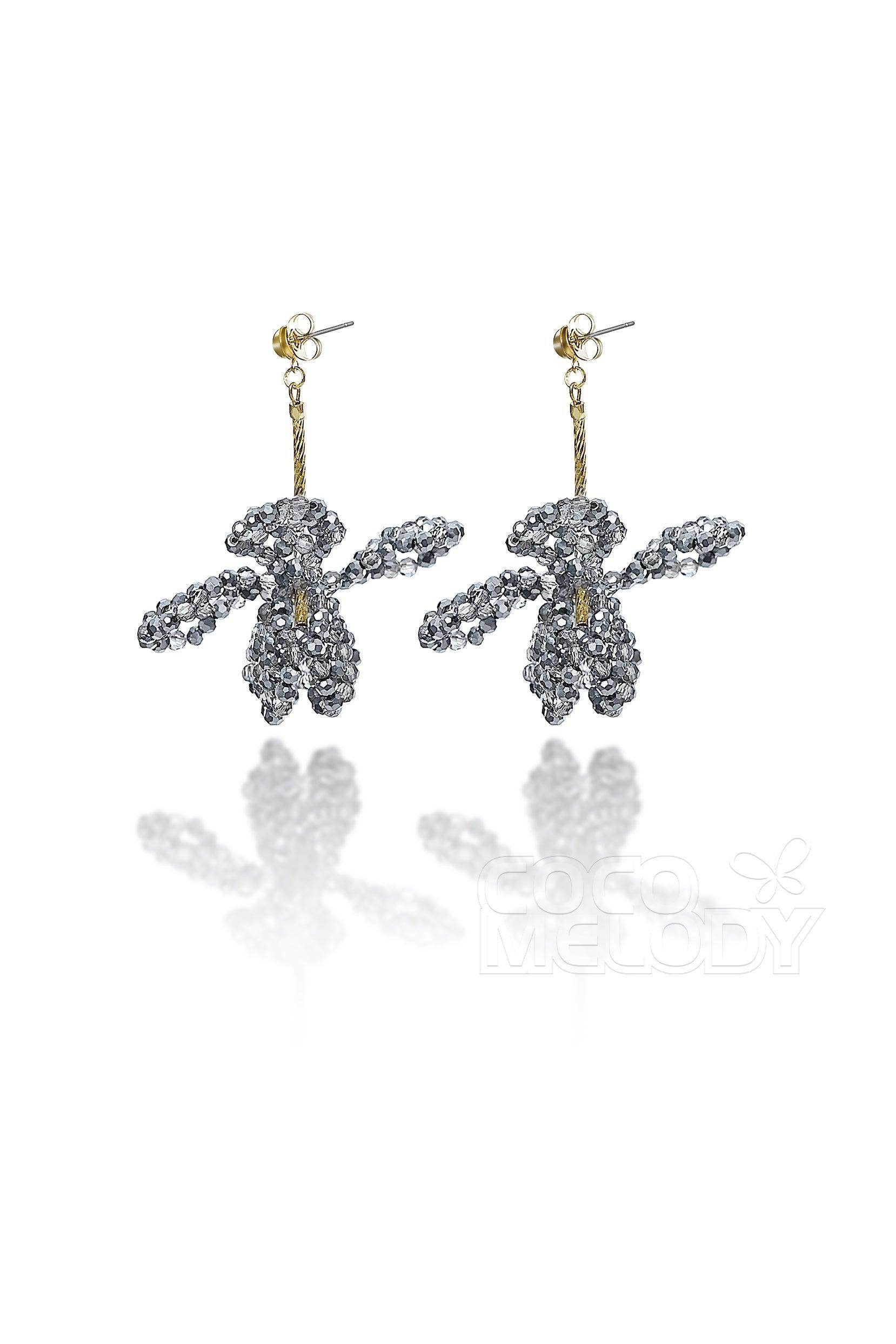 Fantastic Alloy Wedding Earrings with Crystals HG18006 - COCOMELODY