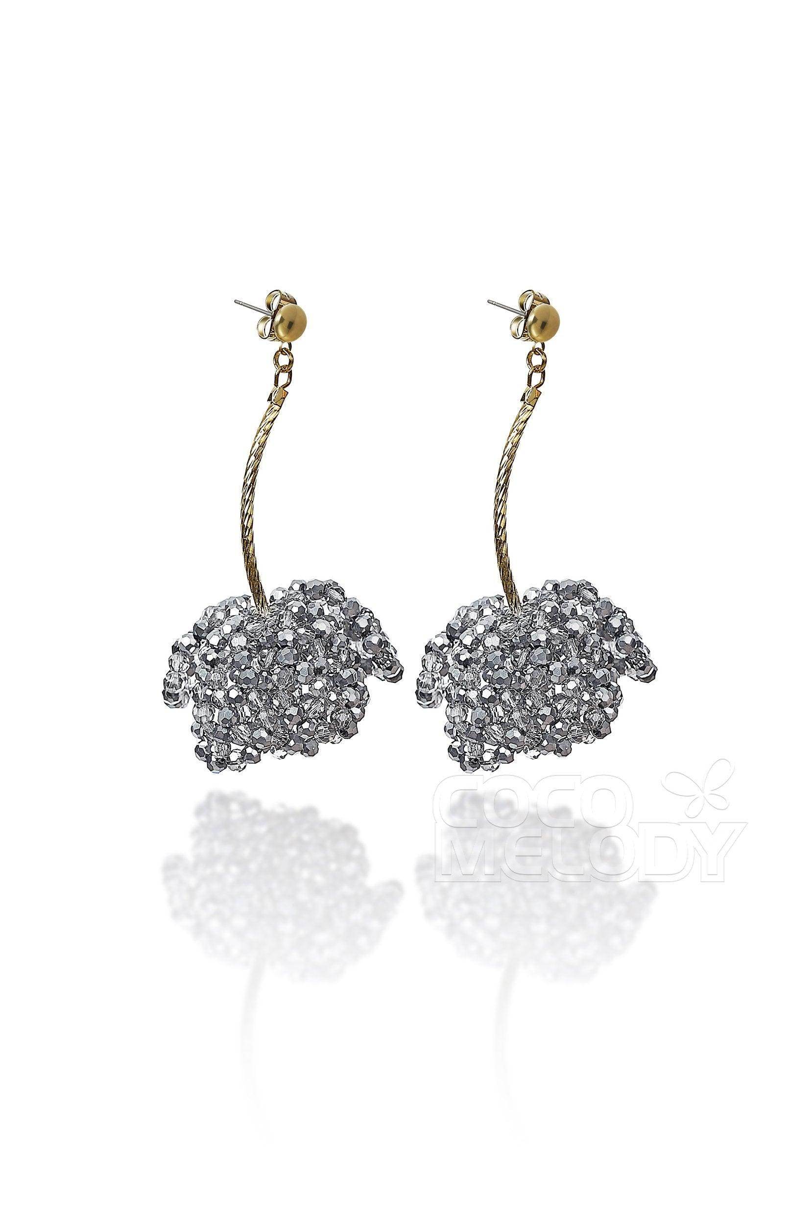 Fantastic Alloy Wedding Earrings with Crystals HG18006 - COCOMELODY