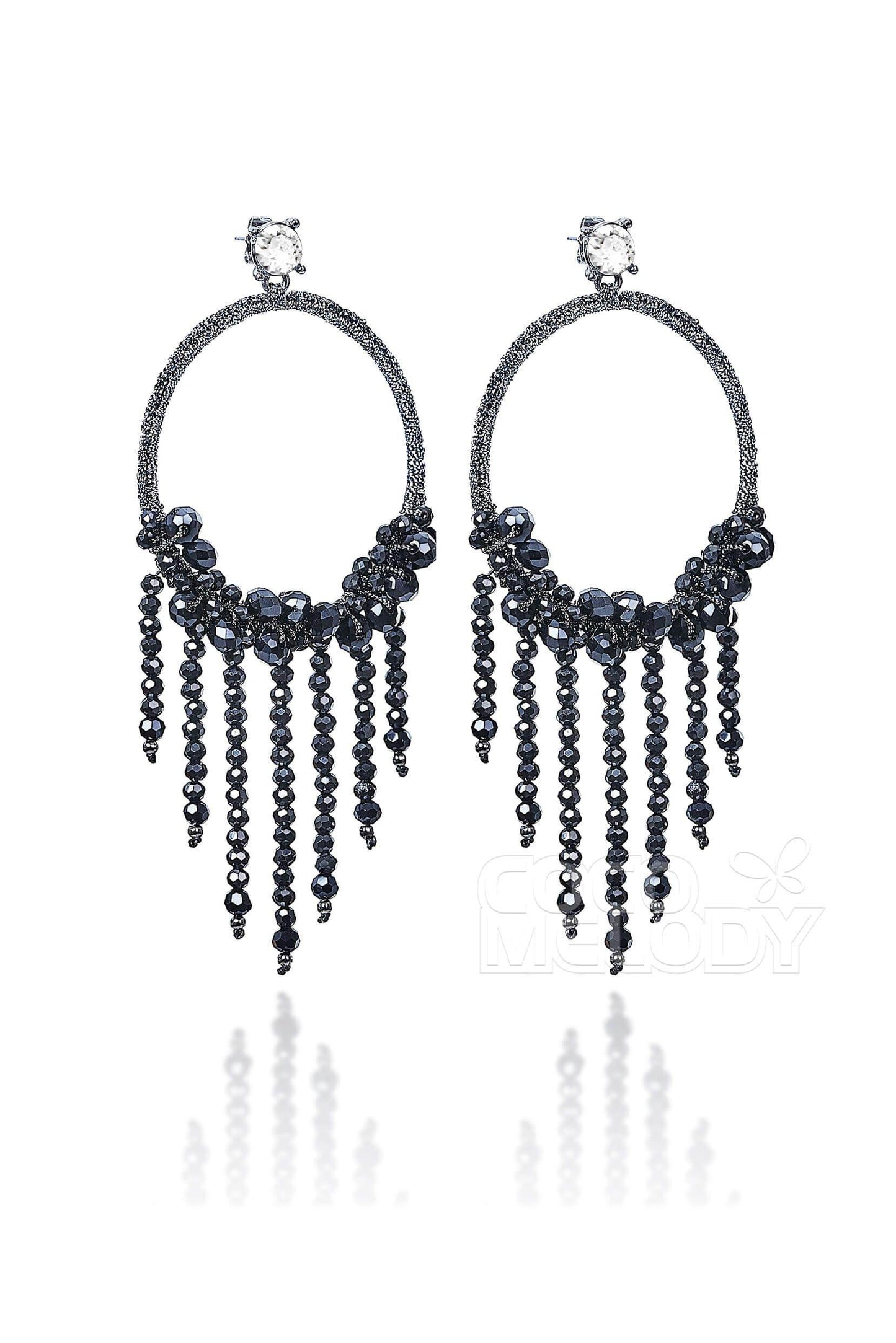 Romantic Alloy Wedding Earrings with Crystals HG18008 - COCOMELODY