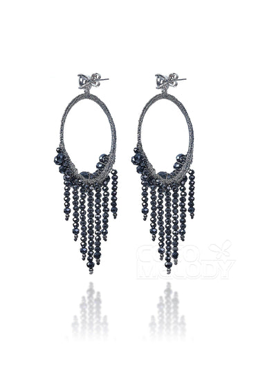 Romantic Alloy Wedding Earrings with Crystals HG18008 - COCOMELODY