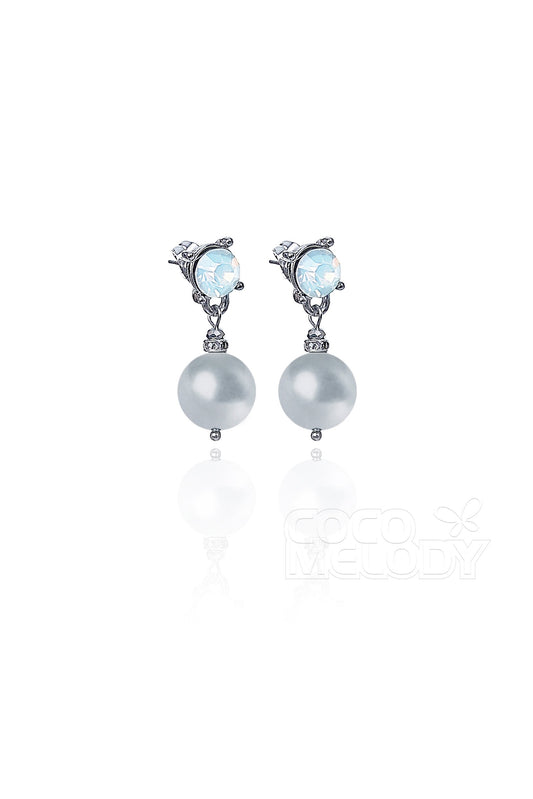 Elegant Alloy Wedding Earrings with Pearl and Opal HG18009