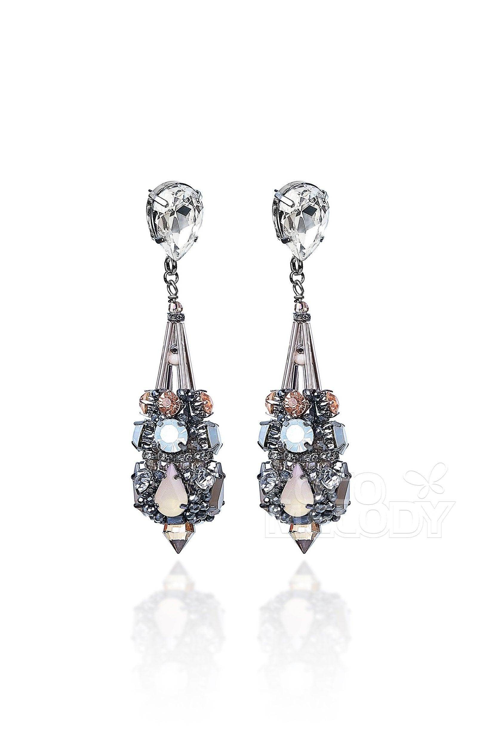 Charming Alloy Wedding Earrings with Jewel HG18010 - COCOMELODY