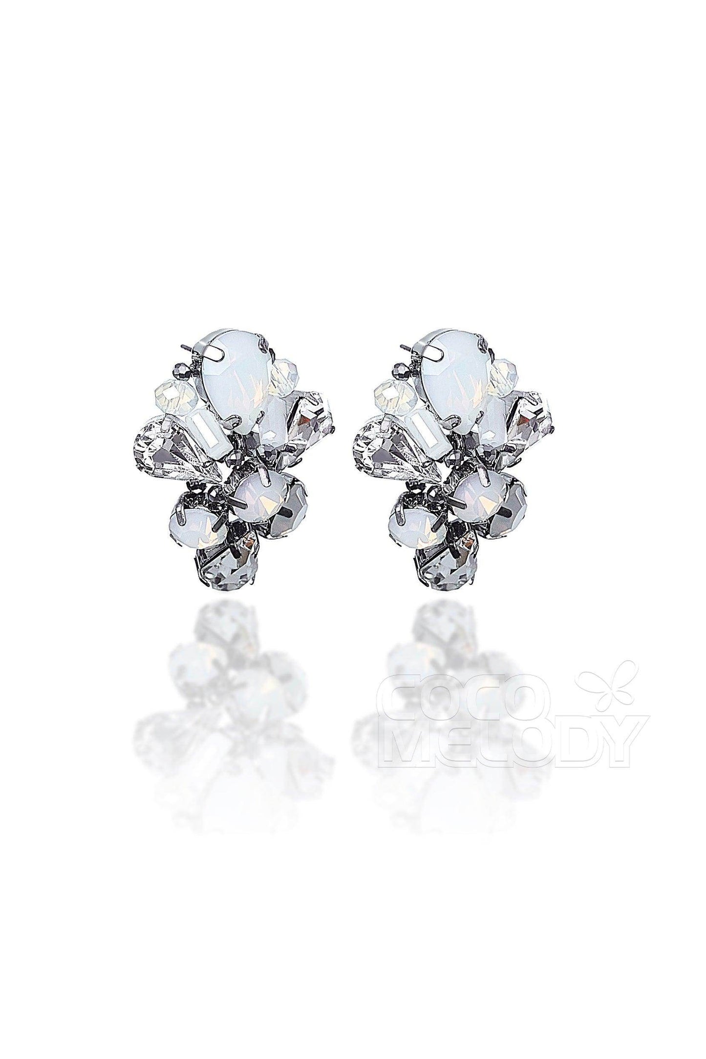 Alloy Wedding Earrings with Opal and Rhinestone HG18012 - COCOMELODY