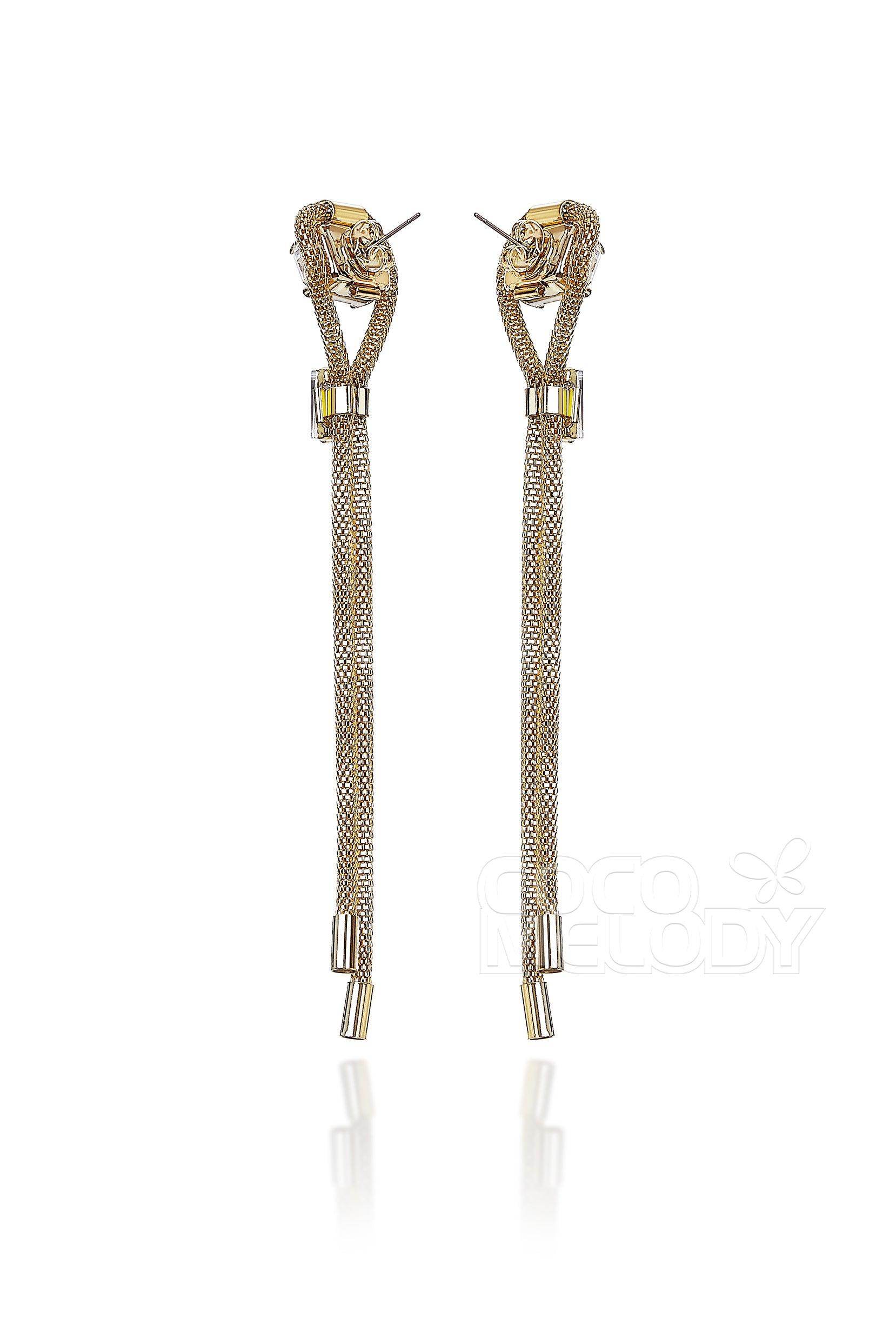 Chic Alloy Wedding Earrings with Rhinestone HG18013 - COCOMELODY