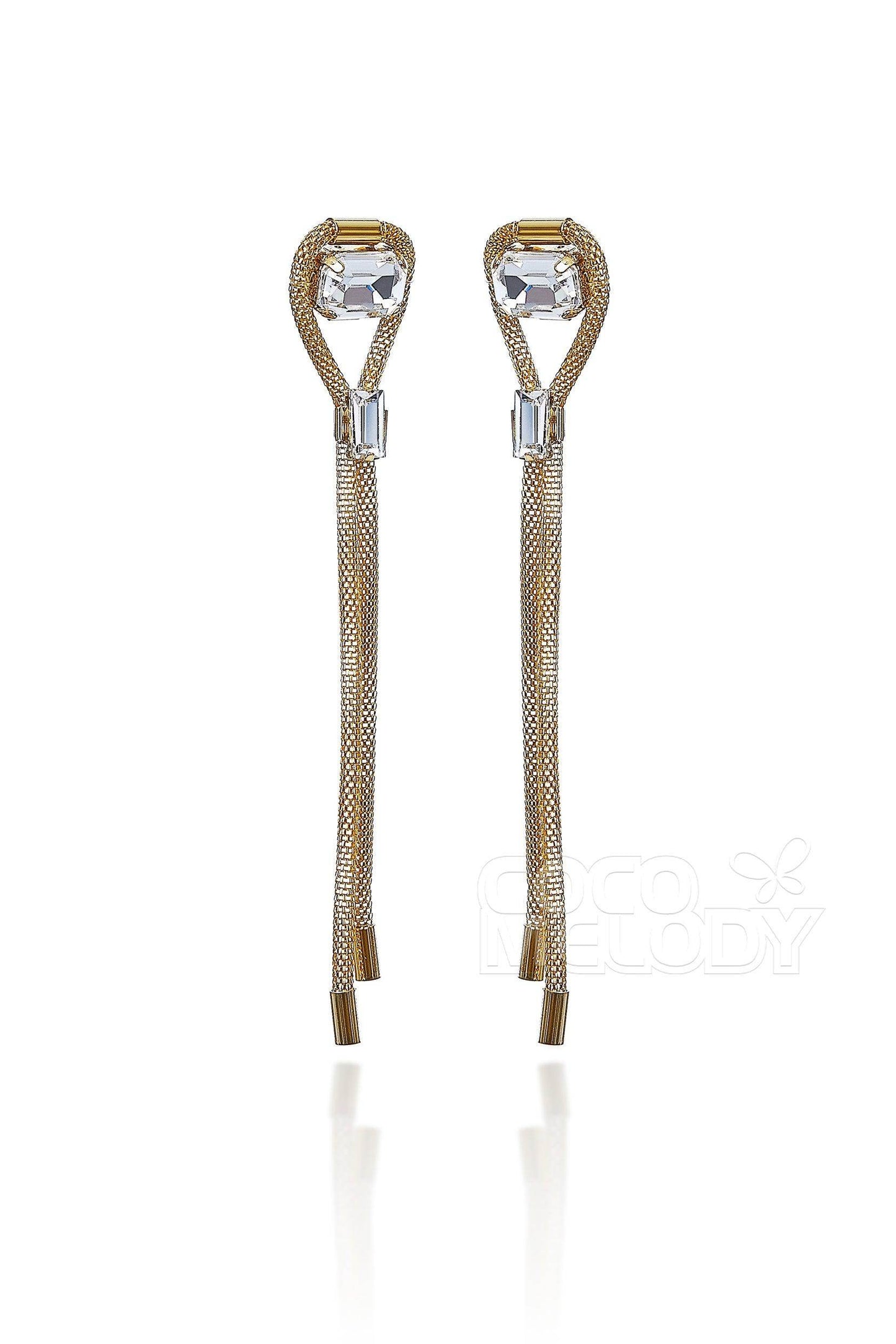 Chic Alloy Wedding Earrings with Rhinestone HG18013 - COCOMELODY