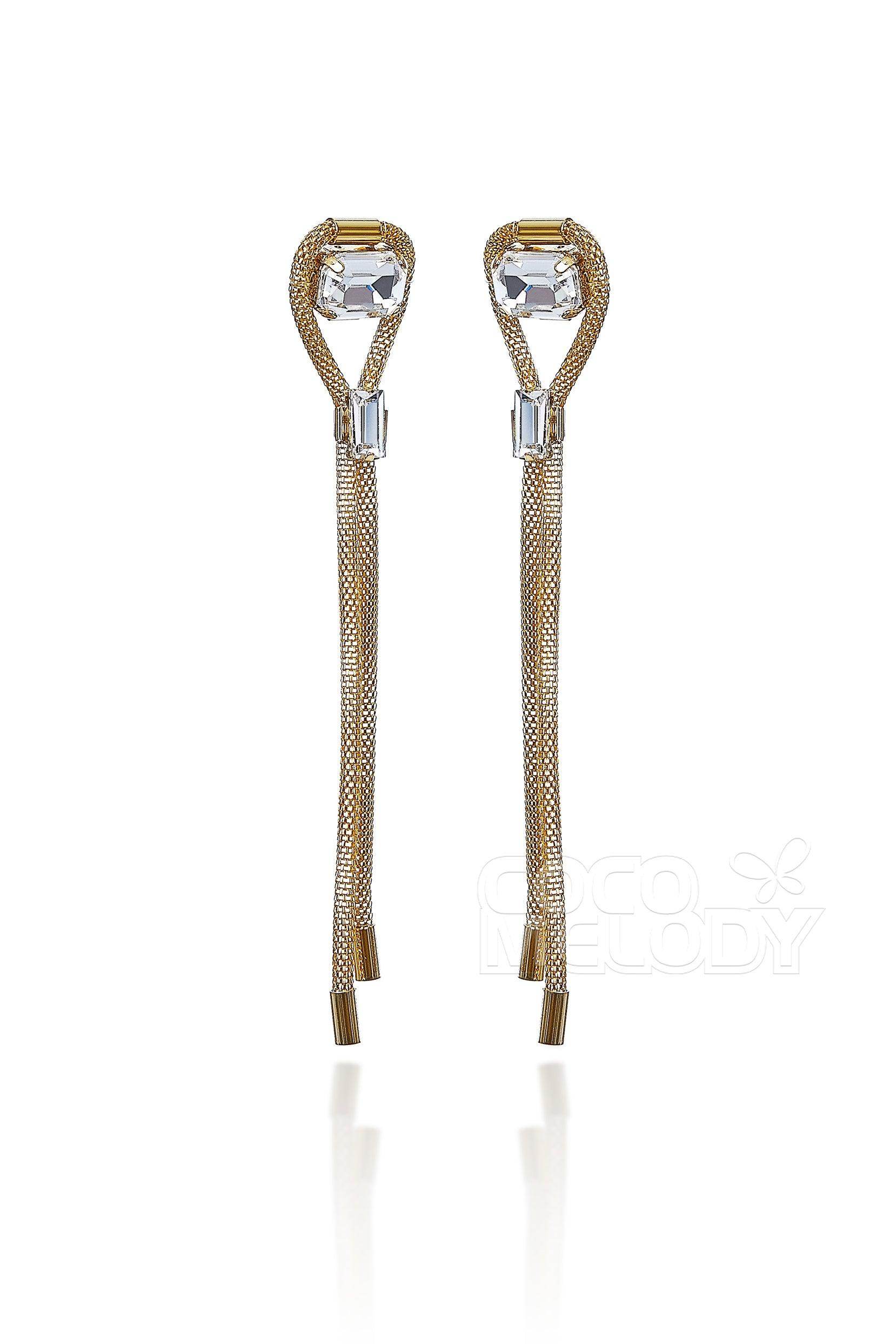 Chic Alloy Wedding Earrings with Rhinestone HG18013 - COCOMELODY