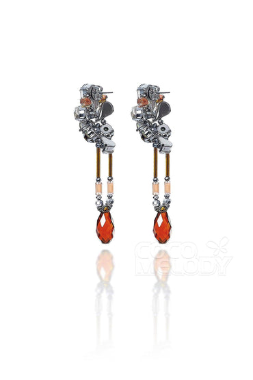 Fashion Alloy Wedding Earrings with Jewel HG18015 - COCOMELODY
