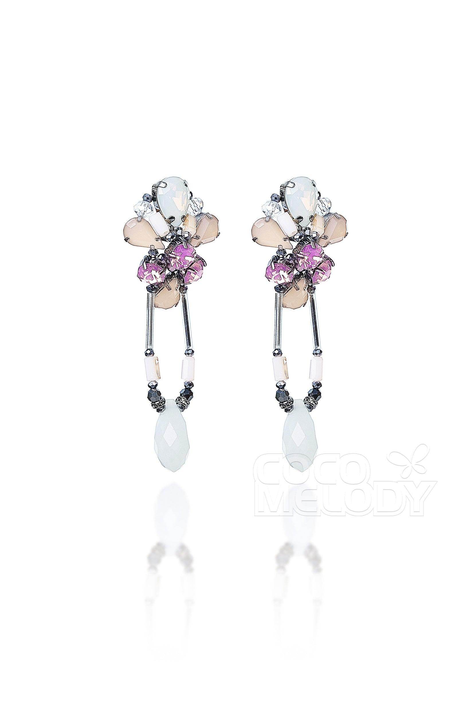 Fashion Alloy Wedding Earrings with Jewel HG18015 - COCOMELODY