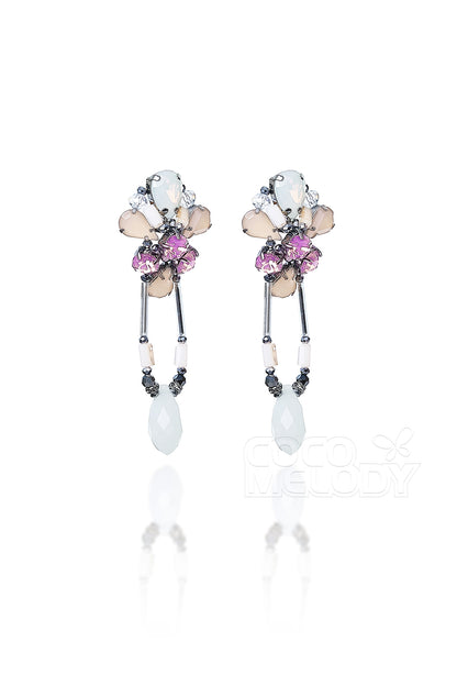 Fashion Alloy Wedding Earrings with Jewel HG18015