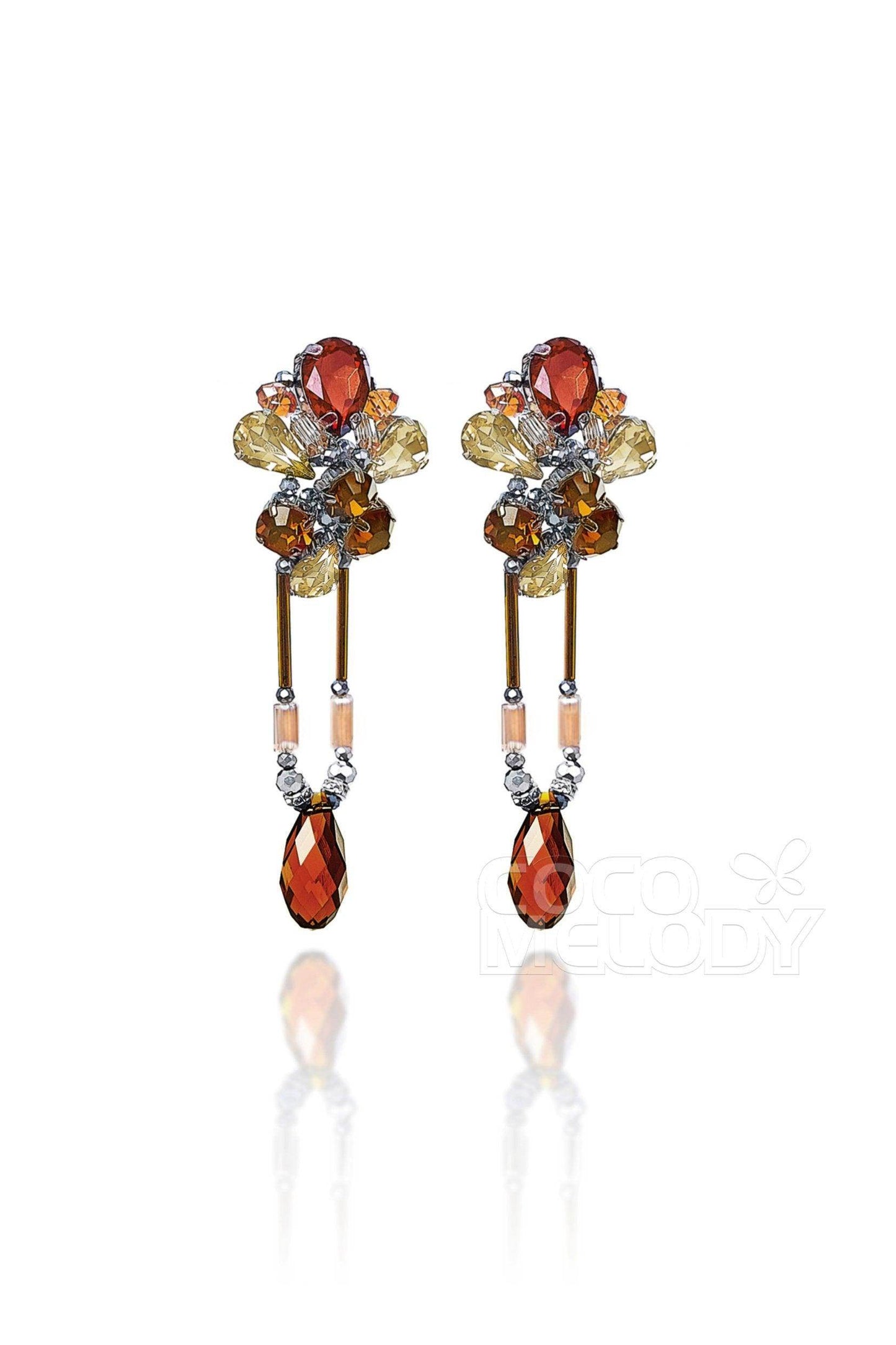 Fashion Alloy Wedding Earrings with Jewel HG18015 - COCOMELODY
