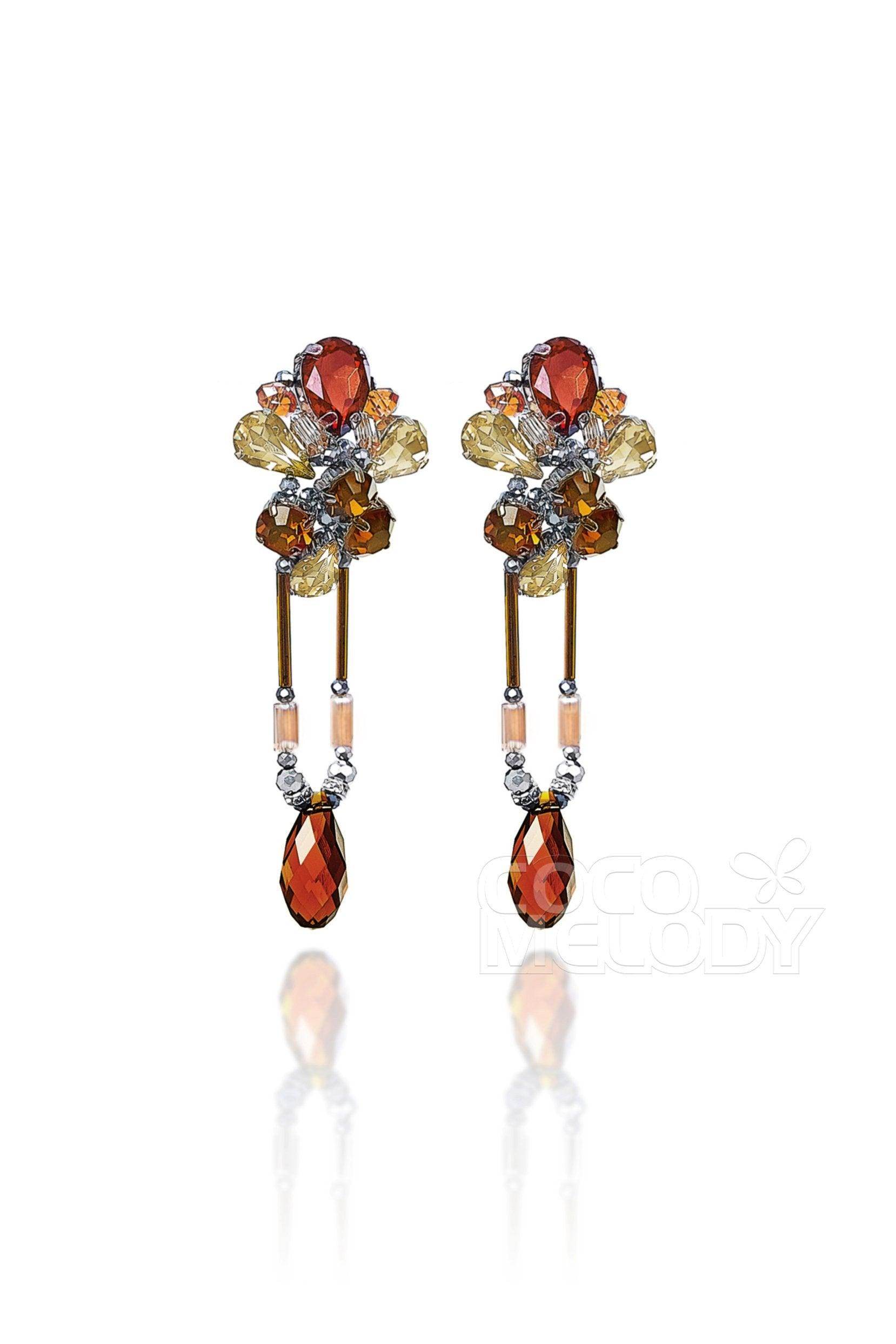 Fashion Alloy Wedding Earrings with Jewel HG18015 - COCOMELODY