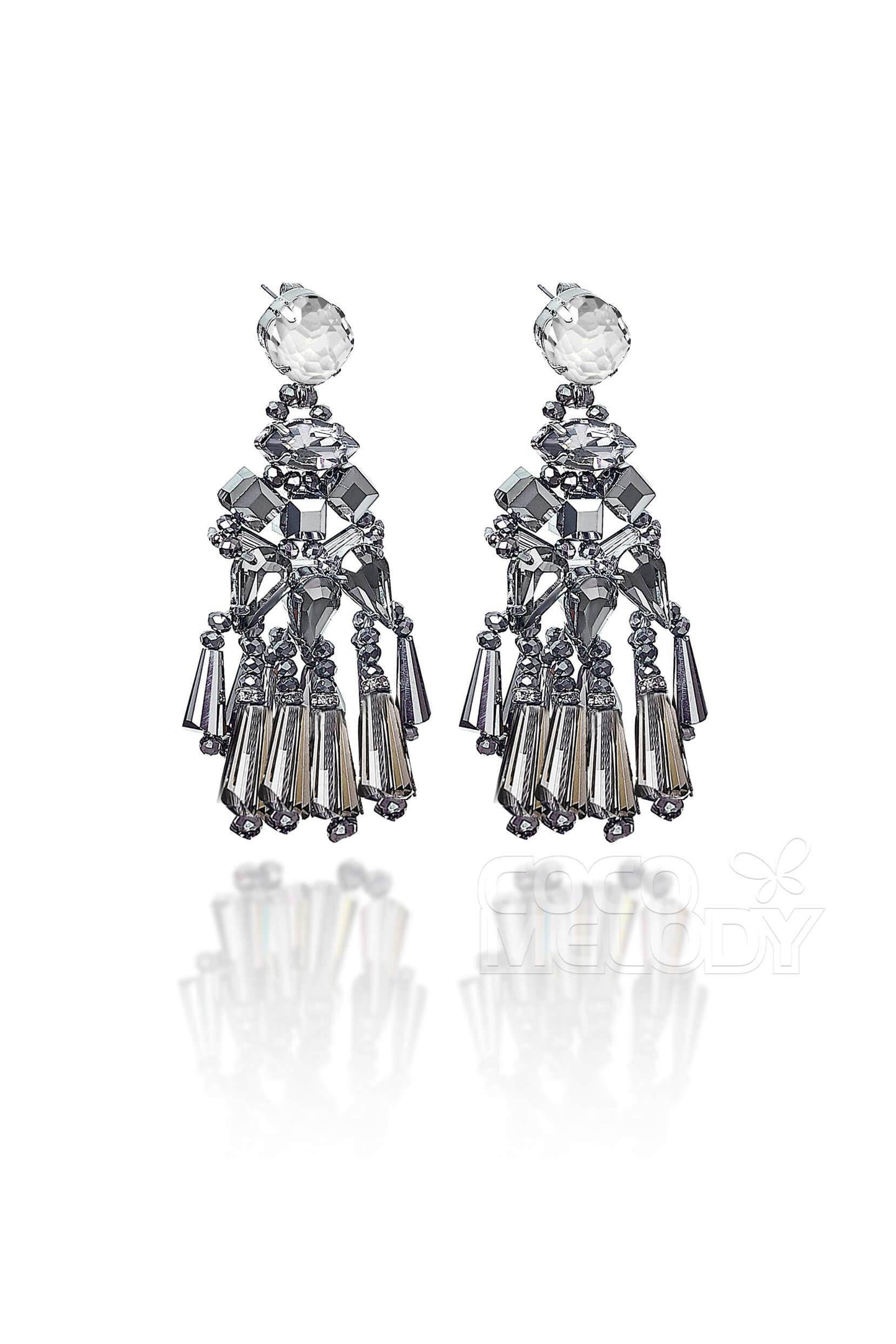 Modern Alloy Wedding Earrings with Jewel HG18017 - COCOMELODY