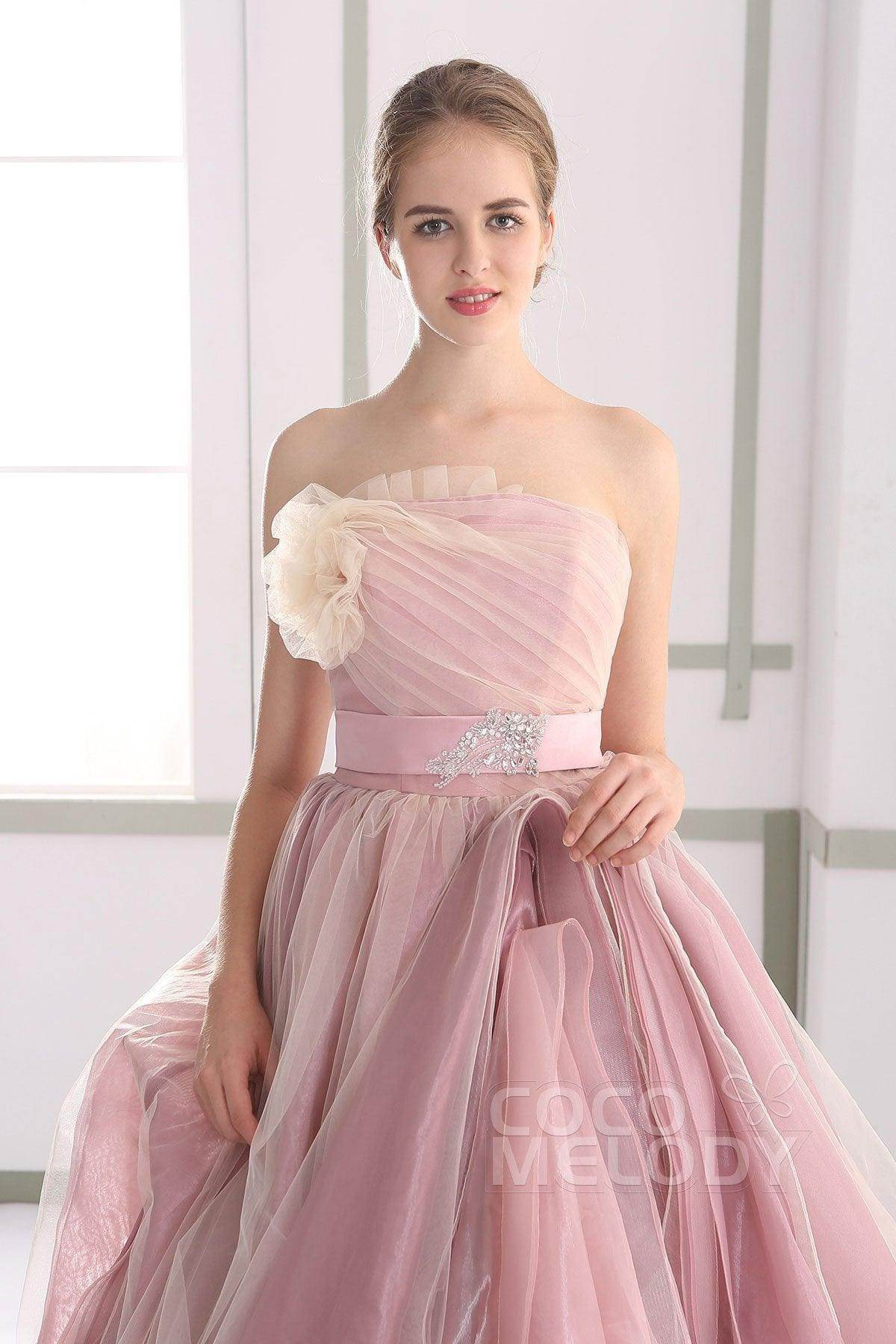 A-Line Court Train Organza Gothic Wedding Dress JUL015002 - COCOMELODY