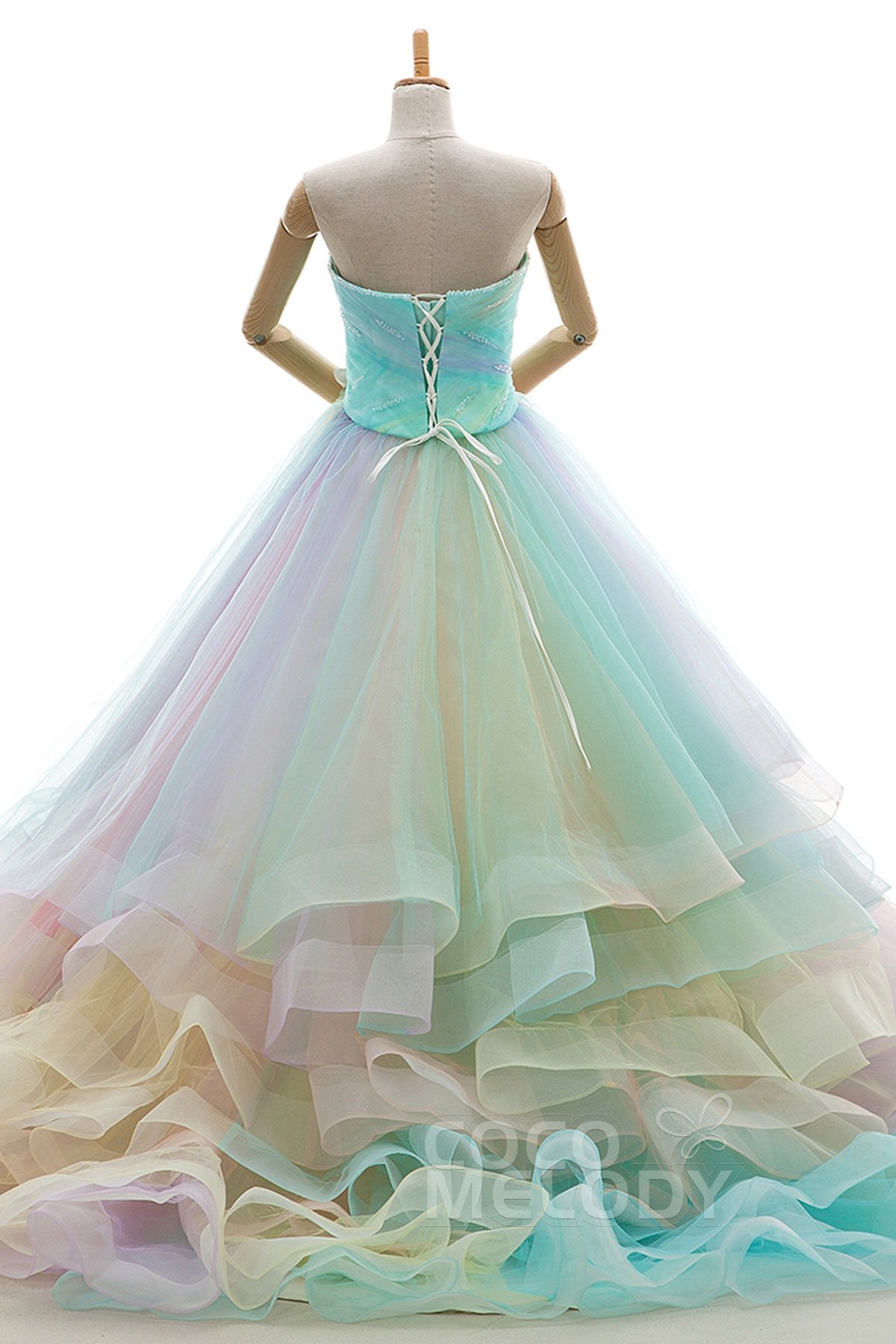 A Line Court Train Tulle Wedding Dress JWLT15067