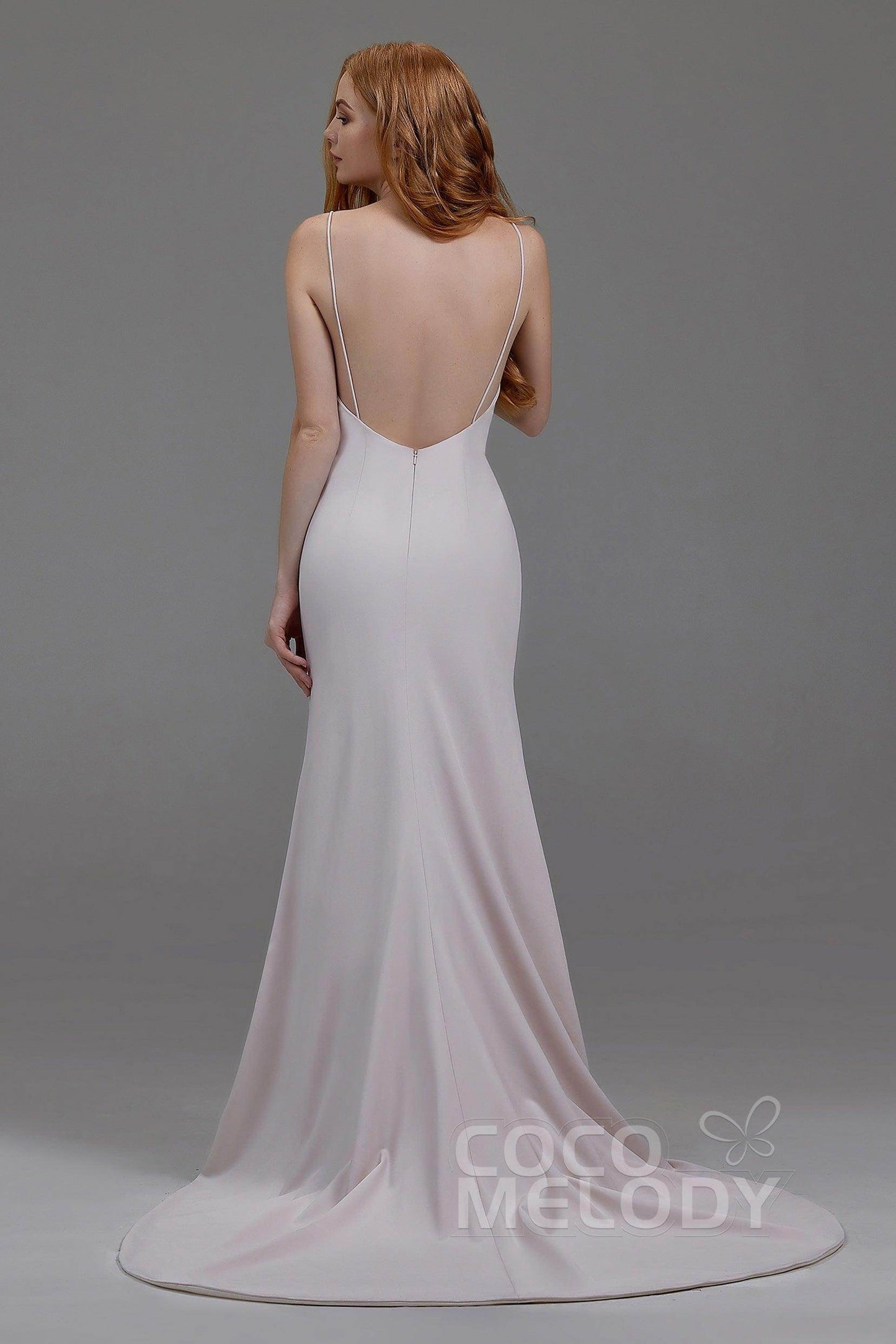 Mermaid Court Train Stretch Satin Wedding Lining LA18003 - COCOMELODY