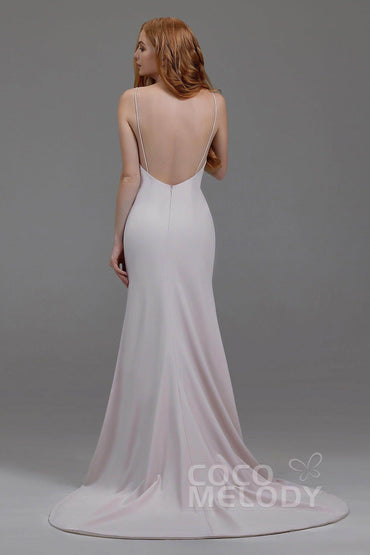 Mermaid Court Train Stretch Satin Wedding Lining LA18003 - COCOMELODY