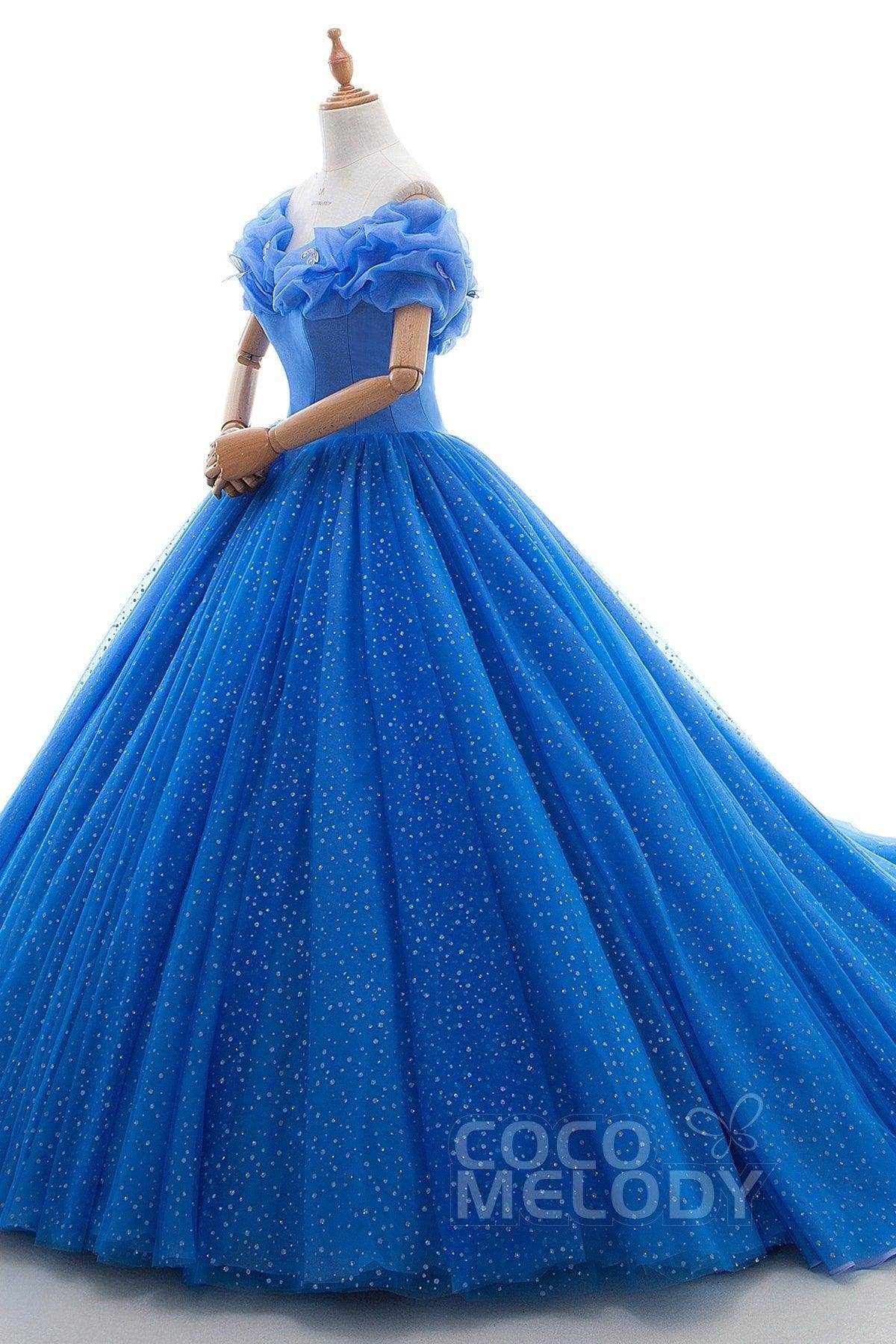 Princess Court Train Tulle Quinceanera Dress LD3454 - COCOMELODY