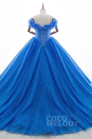 Princess Court Train Tulle Quinceanera Dress LD3454 - COCOMELODY