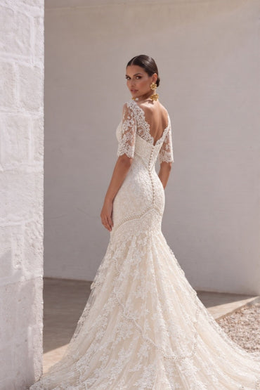 Trumpet-Mermaid Chapel Train Tulle Lace Wedding Dress LD3859
