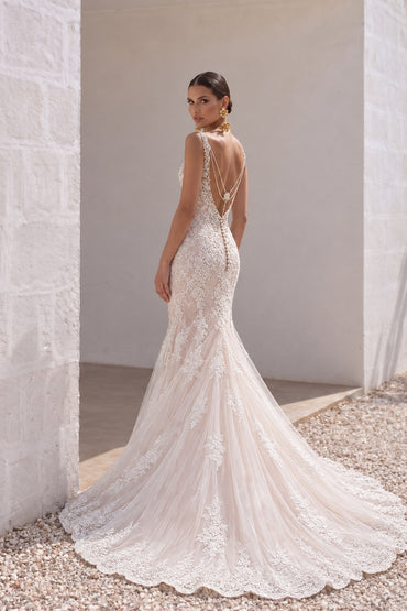 Trumpet-Mermaid Court Train Tulle Lace Wedding Dress LD3905